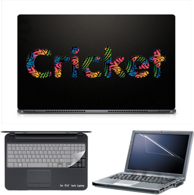 

Skin Yard Creative Cricket Text Laptop Skin Decal with Keyguard & Screen Protector -15.6 Inch Combo Set
