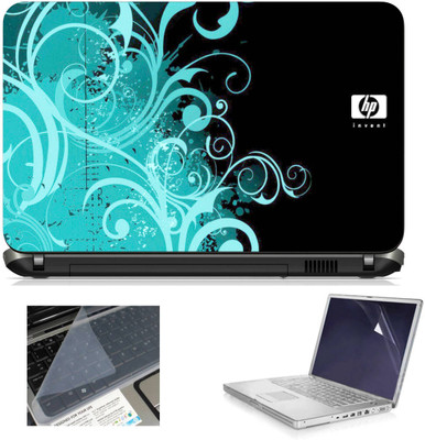 

Geek HP Invent Black Floral 3in1 Laptop Skins with Laptop Screen Guard and Key Protector HQ1082 15.6 Inch Combo Set