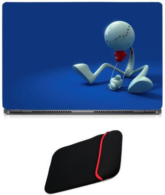 

Skin Yard Anime Little Man Red Heart Sadness Sparkle Laptop Skin/Decal with Reversible Laptop Sleeve - 14.1 Inch Combo Set