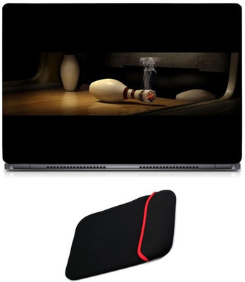 

Skin Yard Bottles Smoke Laptop Skin/Decal with Reversible Laptop Sleeve - 14.1 Inch Combo Set