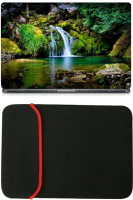 

Skin Yard Beautiful Waterfall Scenary Laptop Skin/Decal with Reversible Laptop Sleeve - 15.6 Inch Combo Set