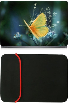 

Skin Yard Beautiful Butterfly Floral Laptop Skin/Decal with Reversible Laptop Sleeve - 15.6 Inch Combo Set