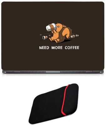 

Skin Yard Squarrel Need More Coffee Sparkle Laptop Skin/Decal with Reversible Laptop Sleeve - 14.1 Inch Combo Set