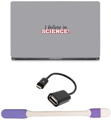 

Skin Yard I Believe In Science Sparkle Laptop Skin with USB LED Light & OTG Cable - 15.6 Inch Combo Set