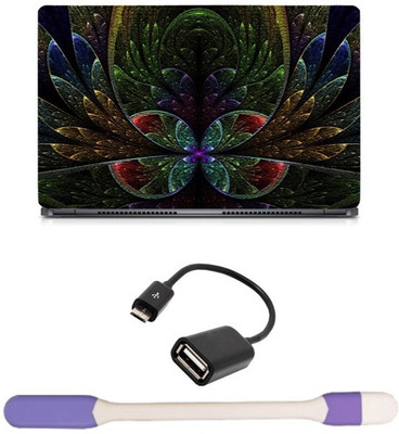 

Skin Yard 3D Fractal Floral Abstract Sparkle Laptop Skin with USB LED Light & OTG Cable - 15.6 Inch Combo Set