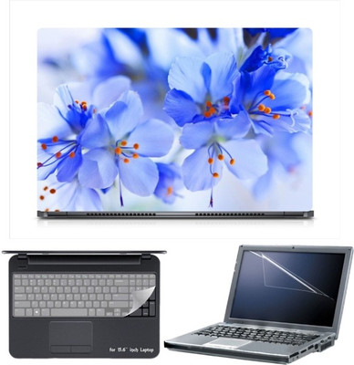 

Skin Yard Sparkle Blue Flowers Laptop Skin with Screen Protector & Keyboard Skin -15.6 Inch Combo Set