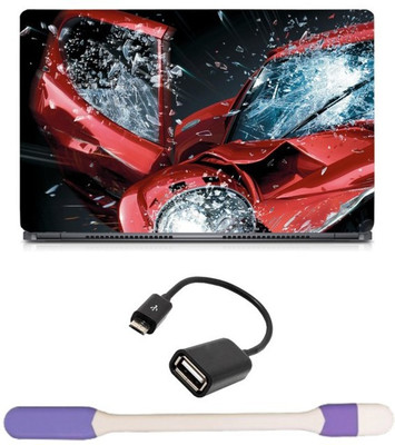 

Skin Yard Burnout Paradise Laptop Skin -14.1 Inch with USB LED Light & OTG Cable (Assorted) Combo Set