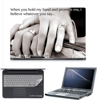 

Skin Yard Sparkle Happy Promise Day - Couple Finger Laptop Skin with Screen Protector & Keyboard Skin -15.6 Inch Combo Set