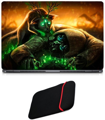 

Skin Yard Green Eye Master Dog Abstract Laptop Skin/Decal with Reversible Laptop Sleeve - 15.6 Inch Combo Set