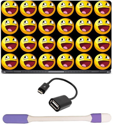 

Skin Yard Awesome Town Smileys Laptop Skin with USB LED Light & OTG Cable - 15.6 Inch Combo Set