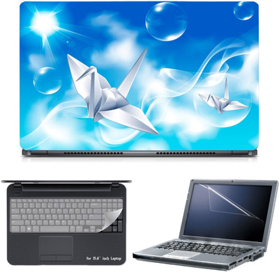

Skin Yard 3in1 Combo- Paper Birds Laptop Skin with Screen Protector & Keyguard -15.6 Inch Combo Set