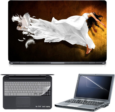 

Skin Yard 3in1 Combo- White Feather Girl Laptop Skin with Screen Protector & Keyguard -15.6 Inch Combo Set