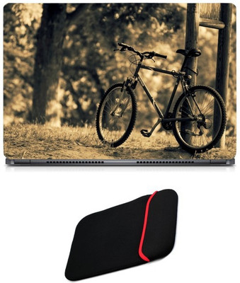 

Skin Yard Bicycle Blur Nature Sparkle Laptop Skin/Decal with Reversible Laptop Sleeve - 15.6 Inch Combo Set