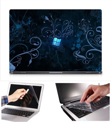 

Skin Yard Blue Abstract Window Wallpaper Laptop Skin Decal with Keyguard & Screen Protector -15.6 Inch Combo Set