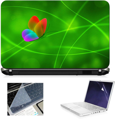 Geek Abstract Butterfly with Green Line 3in1 Laptop Skins with Laptop Screen Guard and Key Protector HQ1082 15.6 Inch Combo Set