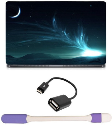 

Skin Yard Fantasy Astronomy North Light Laptop Skin -14.1 Inch with USB LED Light & OTG Cable (Assorted) Combo Set