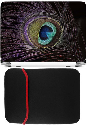 

FineArts Purple Feather Laptop Skin with Reversible Laptop Sleeve Combo Set