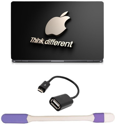 

Skin Yard Think Different Apple Laptop Skin with USB LED Light & OTG Cable - 15.6 Inch Combo Set