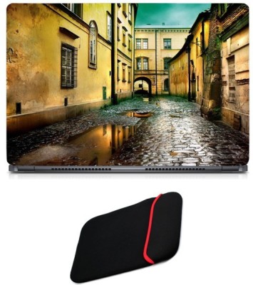 

Skin Yard Wet Street Laptop Skin/Decal with Reversible Laptop Sleeve - 14.1 Inch Combo Set