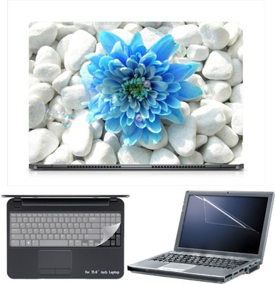 

Skin Yard Sparkle Blue Flower on White Stone Laptop Skin with Screen Protector & Keyboard Skin -15.6 Inch Combo Set