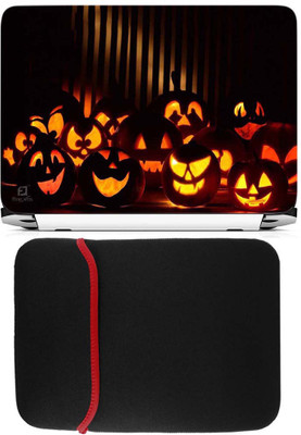 

FineArts Hollowin Pumpkins Laptop Skin with Reversible Laptop Sleeve Combo Set