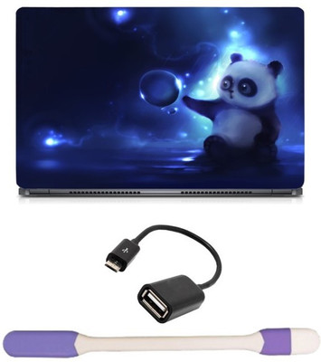 

Skin Yard Cute Panda Night Laptop Skin with USB LED Light & OTG Cable - 15.6 Inch Combo Set