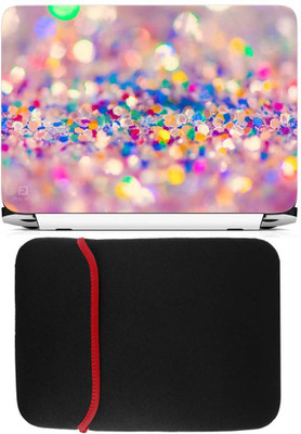 

FineArts Pink Particles Laptop Skin with Reversible Laptop Sleeve Combo Set