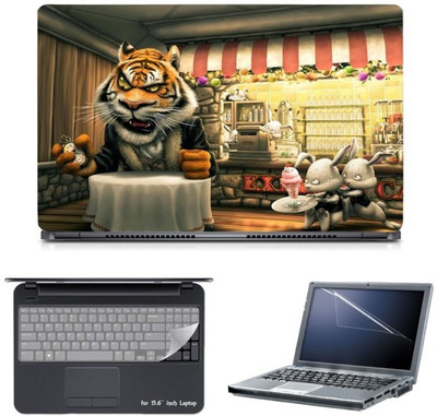 

Skin Yard Angry Tiger Cartoon Cafe Laptop Skin with Screen Protector & Keyguard -15.6 Inch Combo Set