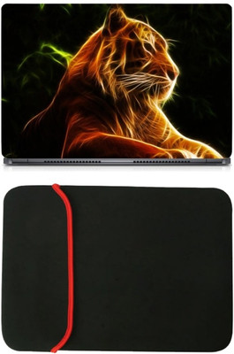 

Skin Yard Digital Fractal Tiger Laptop Skin/Decal with Reversible Laptop Sleeve - 14.1 Inch Combo Set