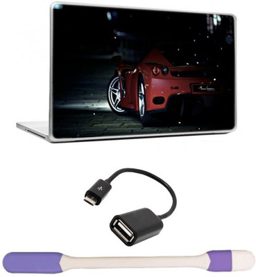 

Skin Yard Red Car in Night Laptop Skin -14.1 Inch with USB LED Light & OTG Cable (Assorted) Combo Set