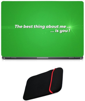 

Skin Yard Best is You Green Background Sparkle Laptop Skin/Decal with Reversible Laptop Sleeve - 14.1 Inch Combo Set