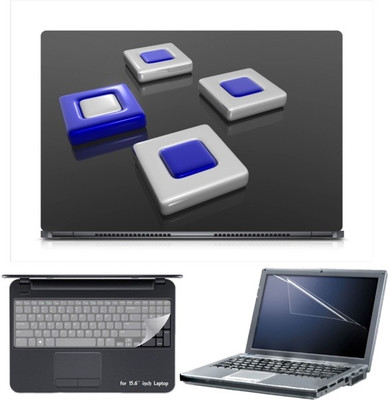 

Skin Yard Sparkle Black Blue Buttons Laptop Skin with Screen Protector & Keyboard Skin -15.6 Inch Combo Set