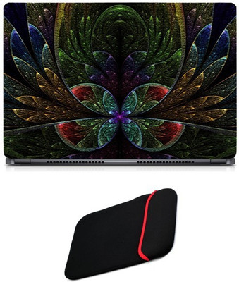 

Skin Yard Fractal Floral Abstract Sparkle Laptop Skin/Decal with Reversible Laptop Sleeve - 14.1 Inch Combo Set