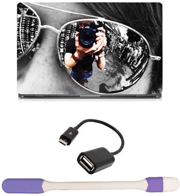 

Skin Yard Aviator Photography Laptop Skin with USB LED Light & OTG Cable - 15.6 Inch Combo Set