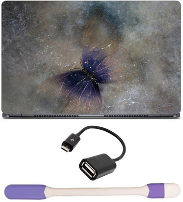 

Skin Yard Butterfly Transparent Wings Laptop Skin with USB LED Light & OTG Cable - 15.6 Inch Combo Set