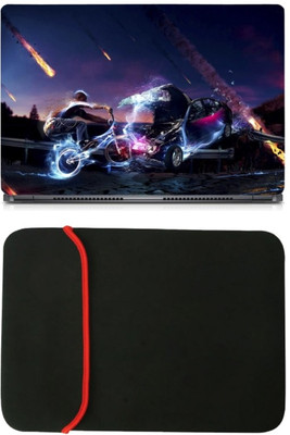 

Skin Yard Electra Cycle Car Abstract Laptop Skin/Decal with Reversible Laptop Sleeve - 14.1 Inch Combo Set