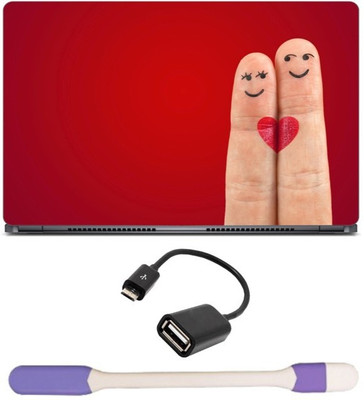 

Skin Yard Love Pair Heart Fingers Laptop Skin with USB LED Light & OTG Cable - 15.6 Inch Combo Set