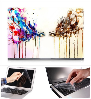 

Skin Yard Colourful Eyes Abstract Laptop Skin Decal with Keyguard & Screen Protector -15.6 Inch Combo Set