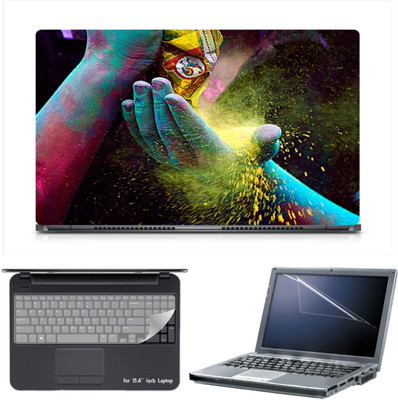 

Skin Yard Holi Festival Laptop Skin Decal with Keyguard & Screen Protector -15.6 Inch Combo Set
