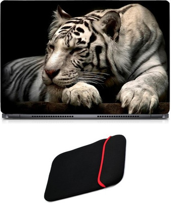 

Skin Yard Sleeping White Tiger Sparkle Laptop Skin/Decal with Reversible Laptop Sleeve - 15.6 Inch Combo Set