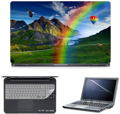 

Skin Yard Nature Rainbow With Air Balloon Laptop Skin with Screen Protector & Keyboard Skin -15.6 Inch Combo Set