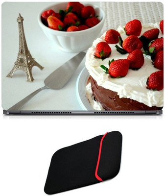 

Skin Yard Eiffle Tower Strawberry Cake Sparkle Laptop Skin/Decal with Reversible Laptop Sleeve - 14.1 Inch Combo Set