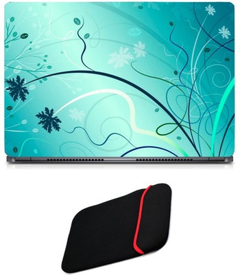 

Skin Yard Ice Flower Abstract Laptop Skin/Decal with Reversible Laptop Sleeve - 14.1 Inch Combo Set