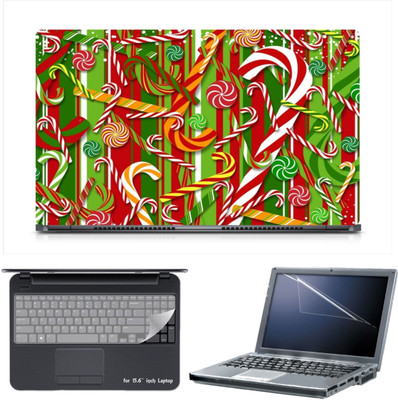 

Skin Yard Candy Canes Laptop Skin Decal with Keyguard & Screen Protector -15.6 Inch Combo Set