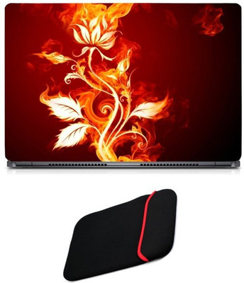 

Skin Yard Fire Flower Rose Laptop Skin/Decal with Reversible Laptop Sleeve - 14.1 Inch Combo Set