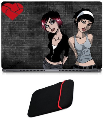 

Skin Yard Breaking Heart Girls Laptop Skin/Decal with Reversible Laptop Sleeve - 14.1 Inch Combo Set