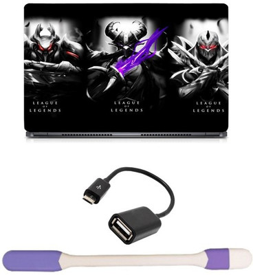 

Skin Yard League of Legends Game Laptop Skin -14.1 Inch with USB LED Light & OTG Cable (Assorted) Combo Set