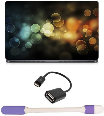 

Skin Yard Brown Blue Abstract Laptop Skin with USB LED Light & OTG Cable - 15.6 Inch Combo Set