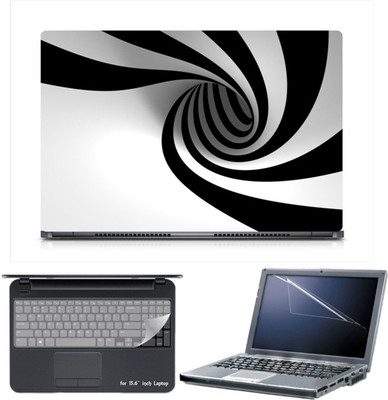 

Skin Yard Sparkle Black White Spiral Laptop Skin with Screen Protector & Keyboard Skin -15.6 Inch Combo Set