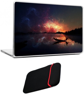 

Skin Yard Lake Boat Laptop Skin/Decal with Reversible Laptop Sleeve - 14.1 Inch Combo Set